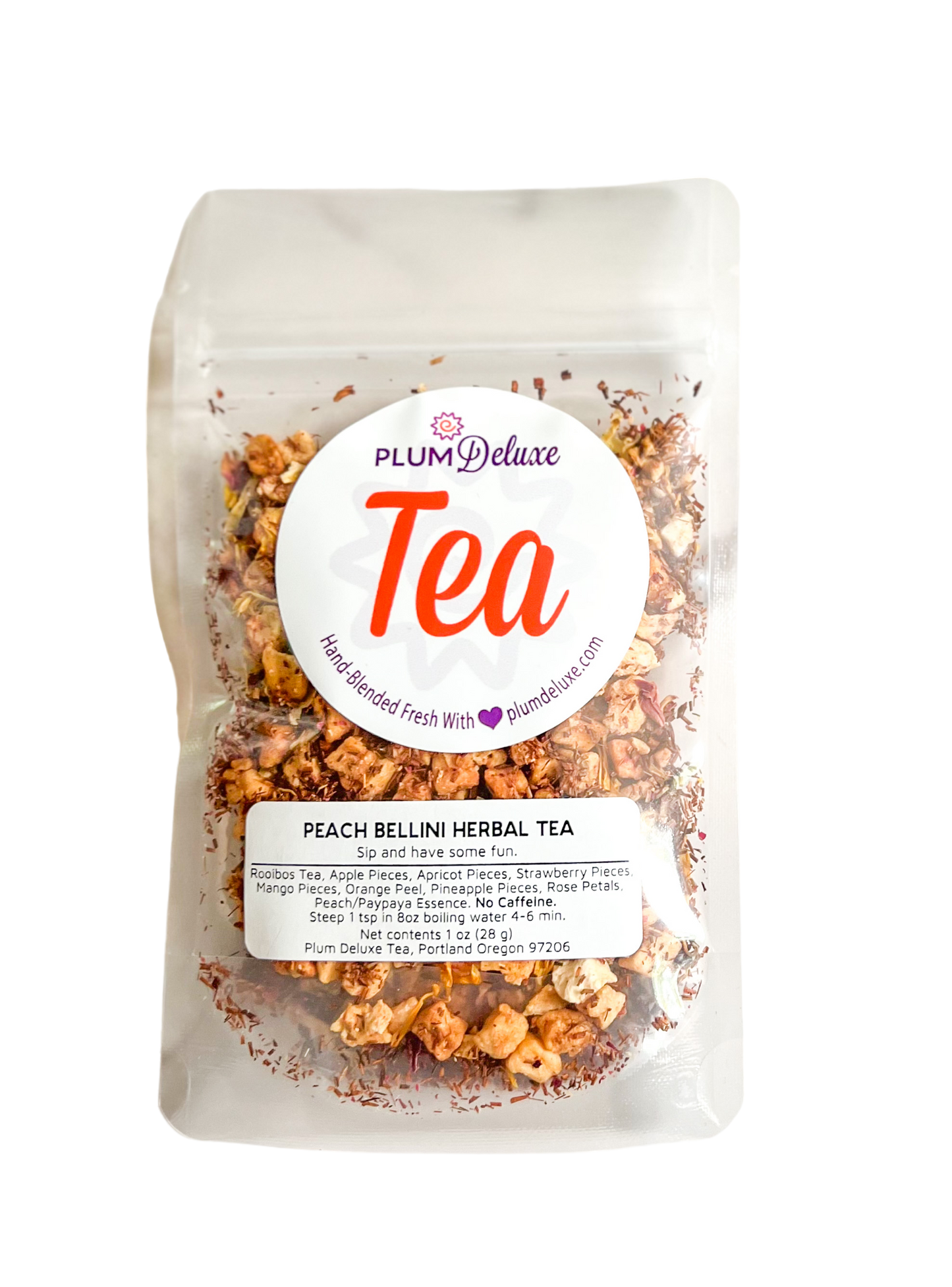 Peach Bellini Herbal Tea by Plum Deluxe 1 oz
