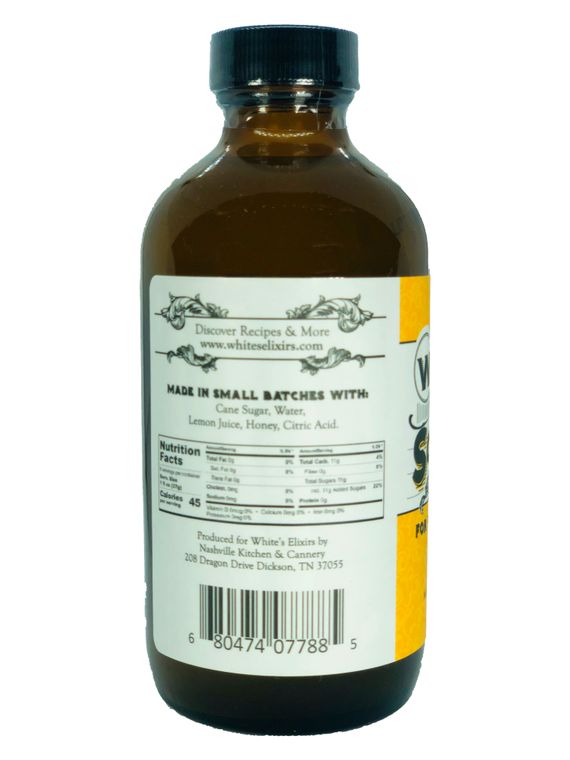 White's Elixers 8 oz Sour Mix back label ingredients